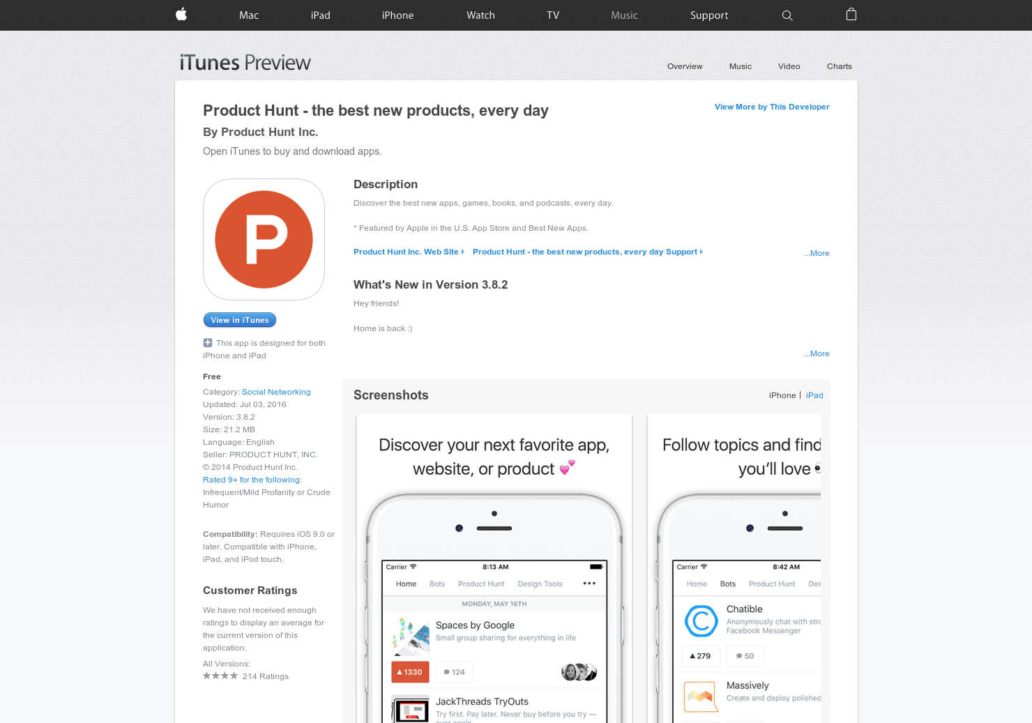 Product Hunt for iOS