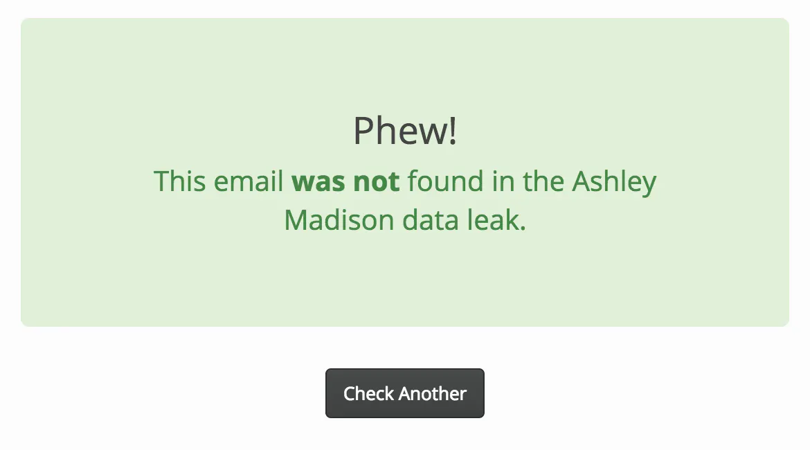 Ashley Madison Leak Check
