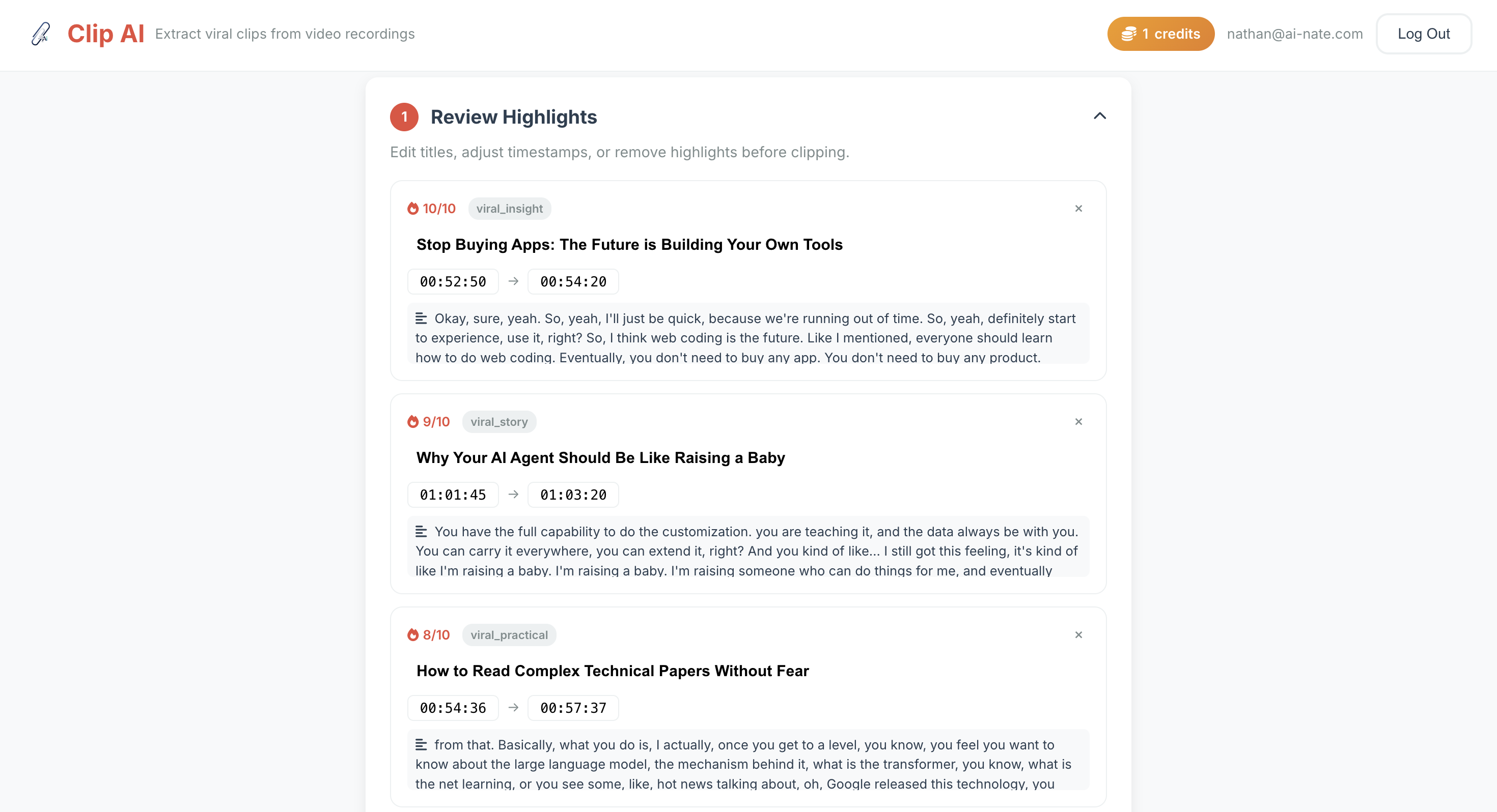 Clip AI - Screenshot 3 showing product features and functionality