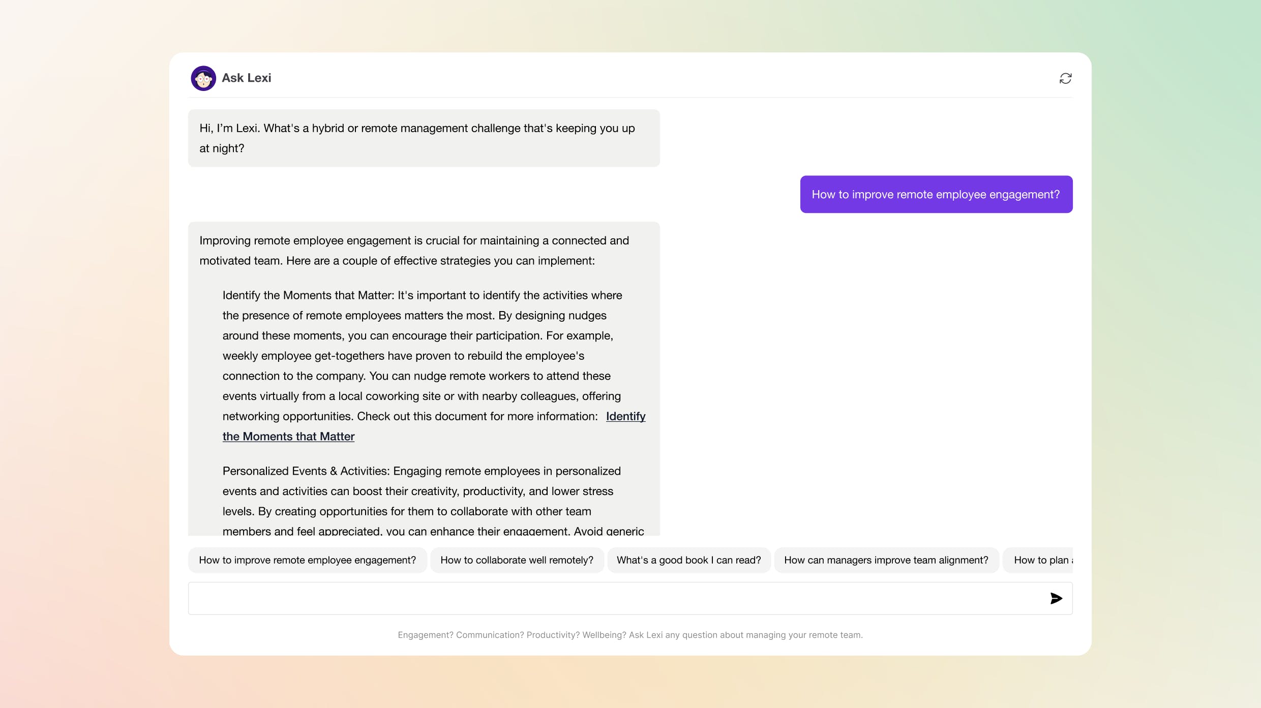Ask Lexi [AI Remote Management Advice] media 1