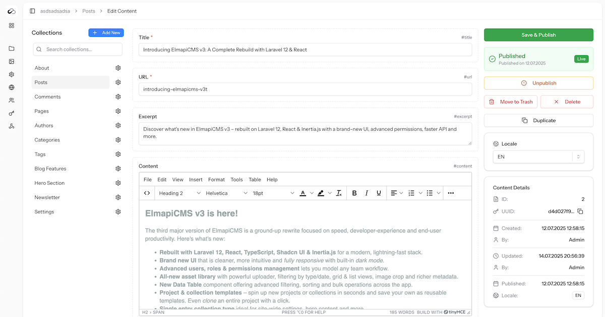Elmapicms - CMS sin cabeza por sí mismo para construir API de contenido media 1
