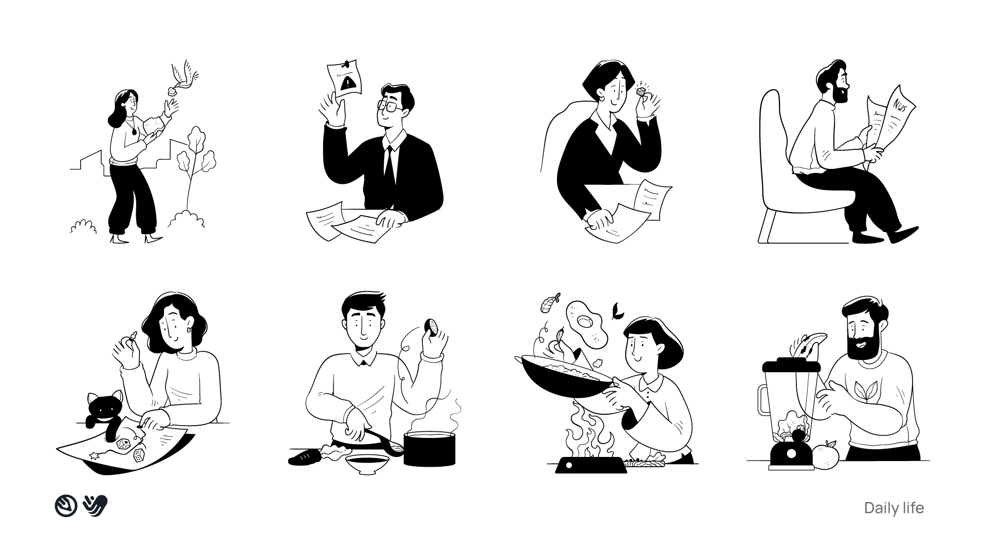 Ilustrações de movimento para noção media 38