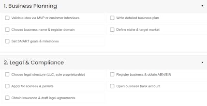 Startup Quickstart Checklist gallery image