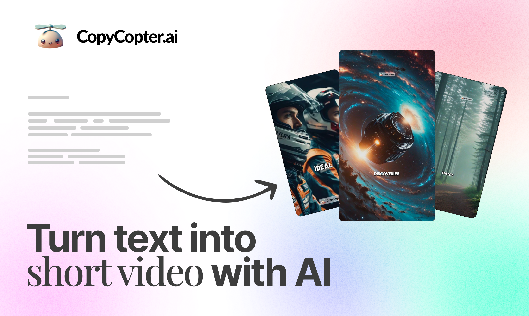 startuptile CopyCopter-Create viral TikToks and Shorts from text to video with Al