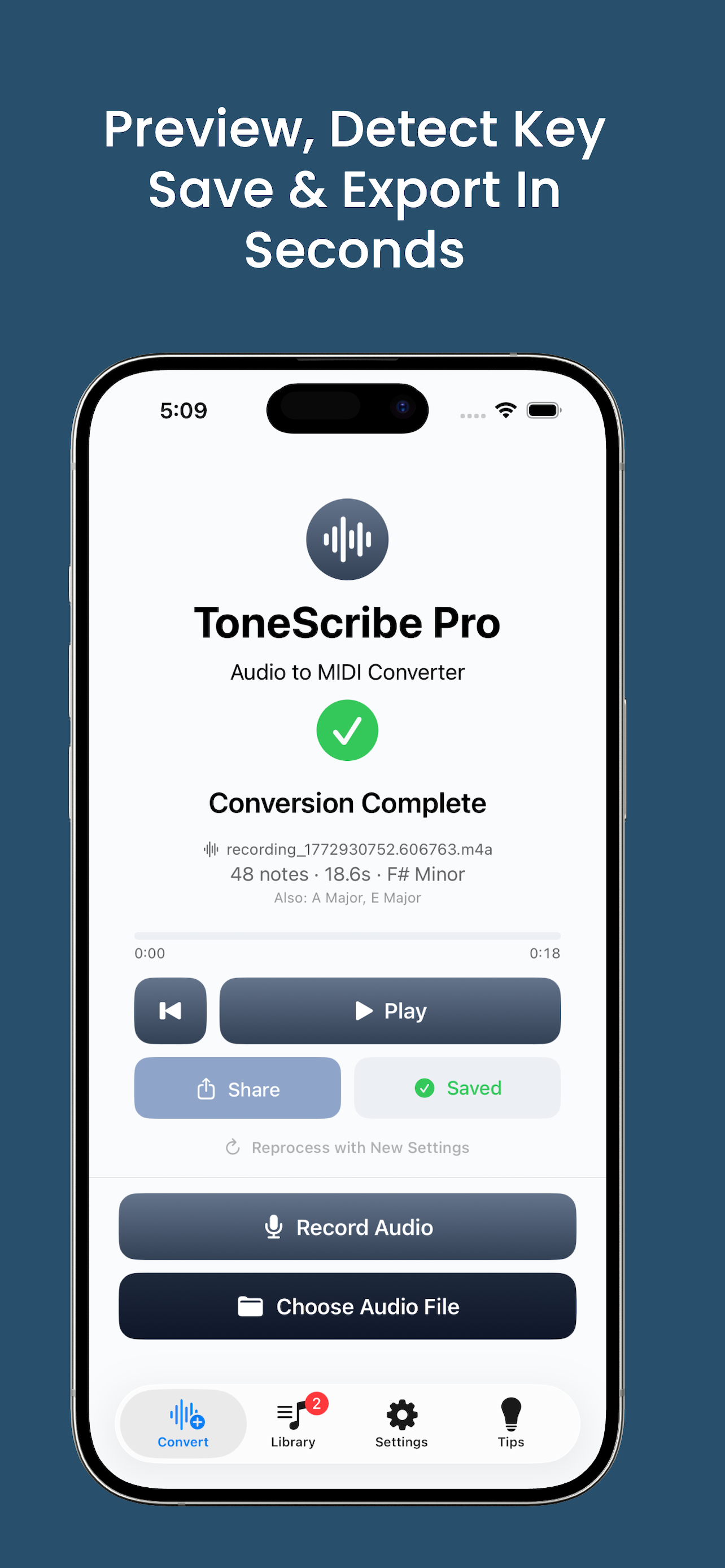 ToneScribe Pro — Audio to MIDI on iPhone gallery image