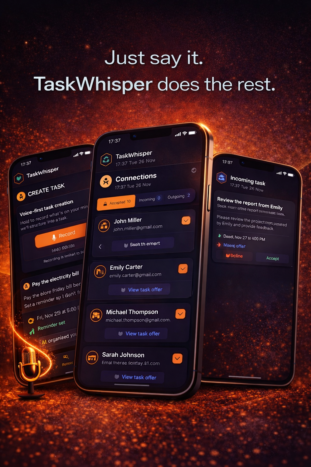 TaskWhisper - Main product screenshot demonstrating key features and user interface