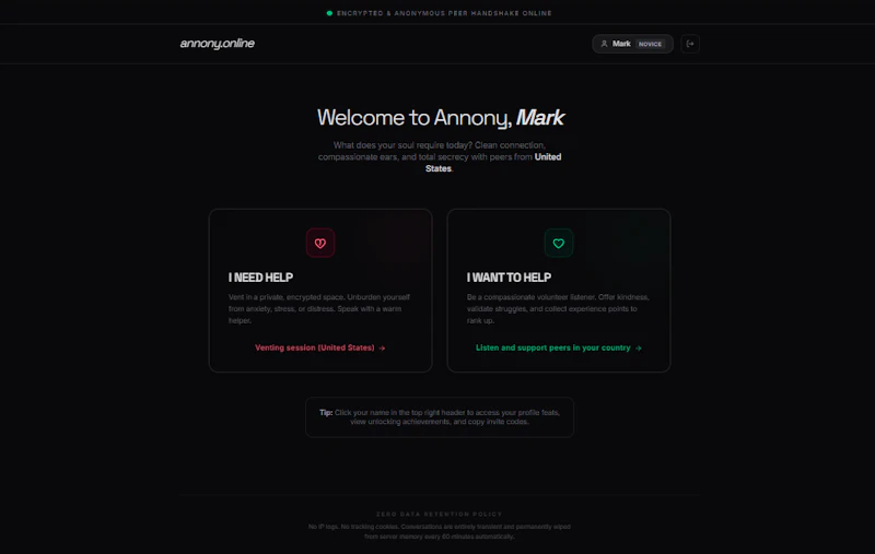 annony.online Private Support screenshot 1