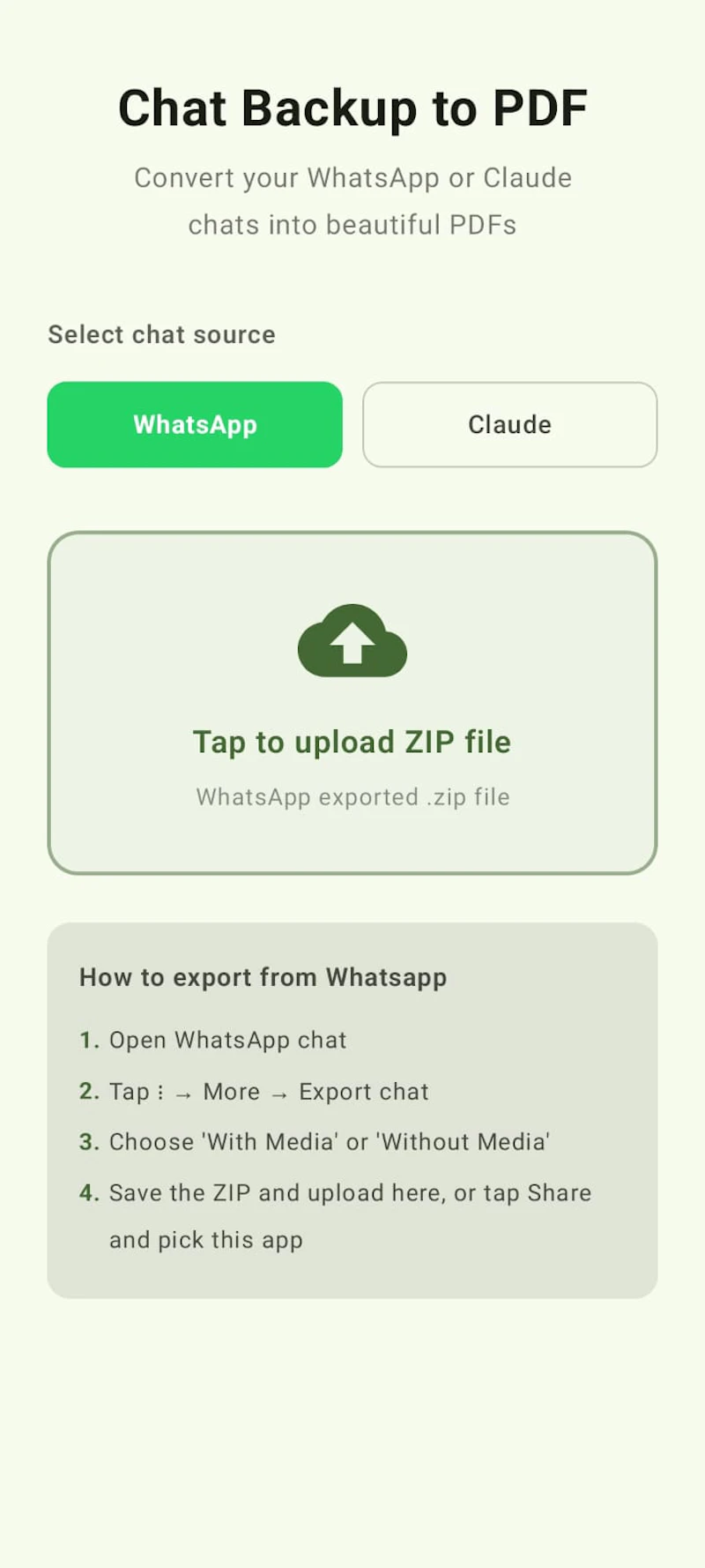 Chatbackup to pdf screenshot 1