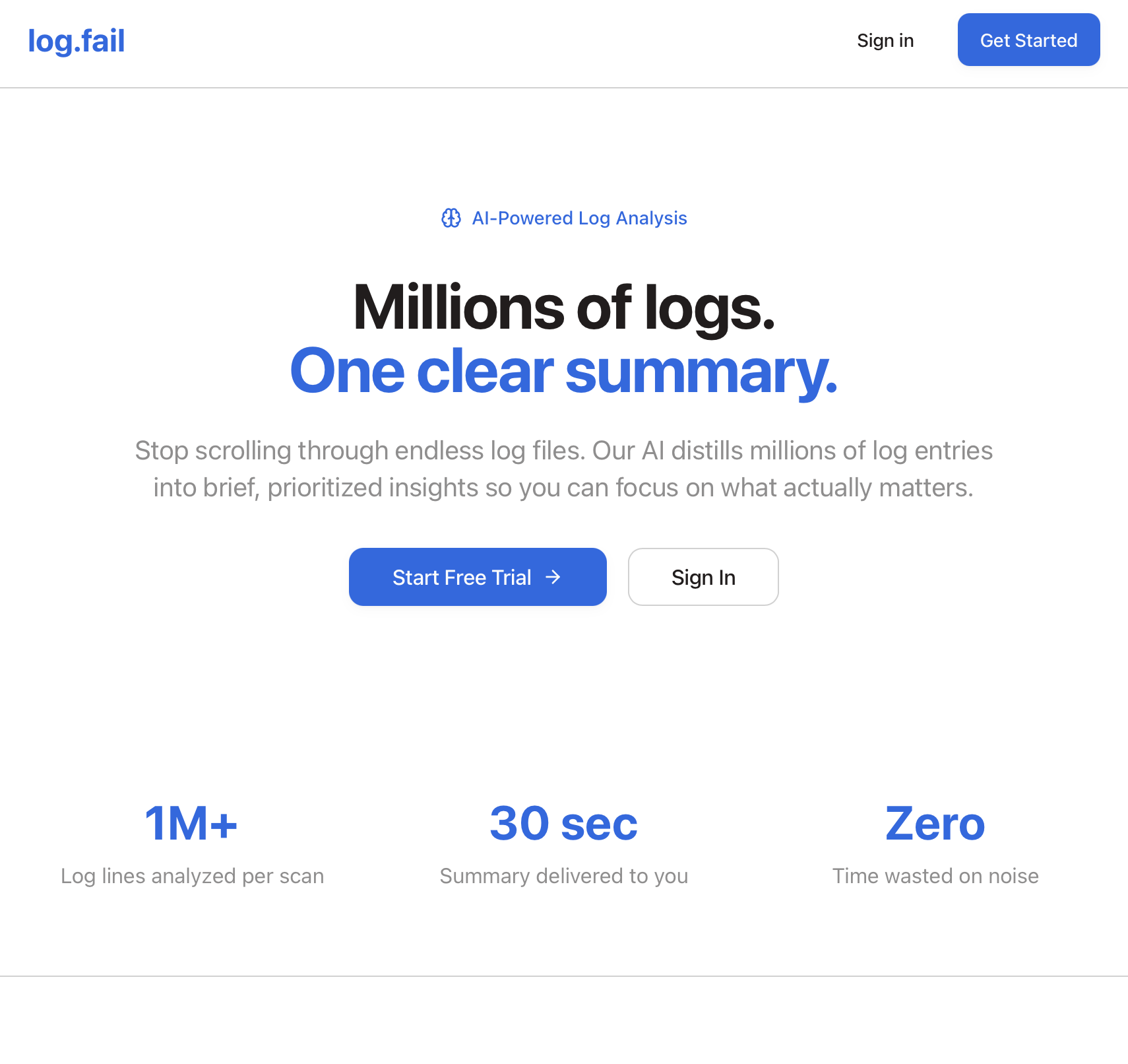 log.fail - Main product screenshot demonstrating key features and user interface