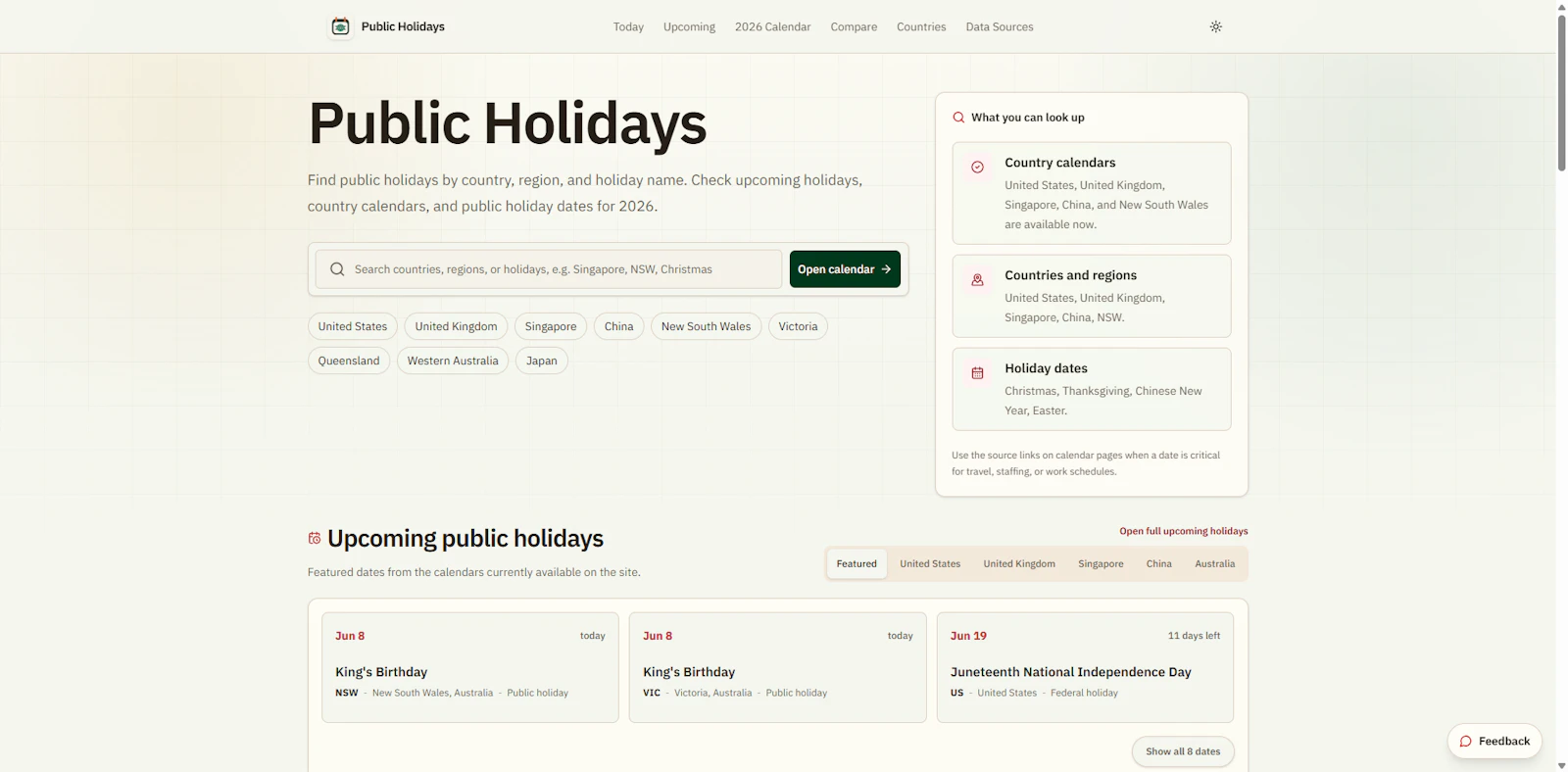 Holiday Calendars screenshot 1