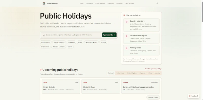 Holiday Calendars screenshot 1