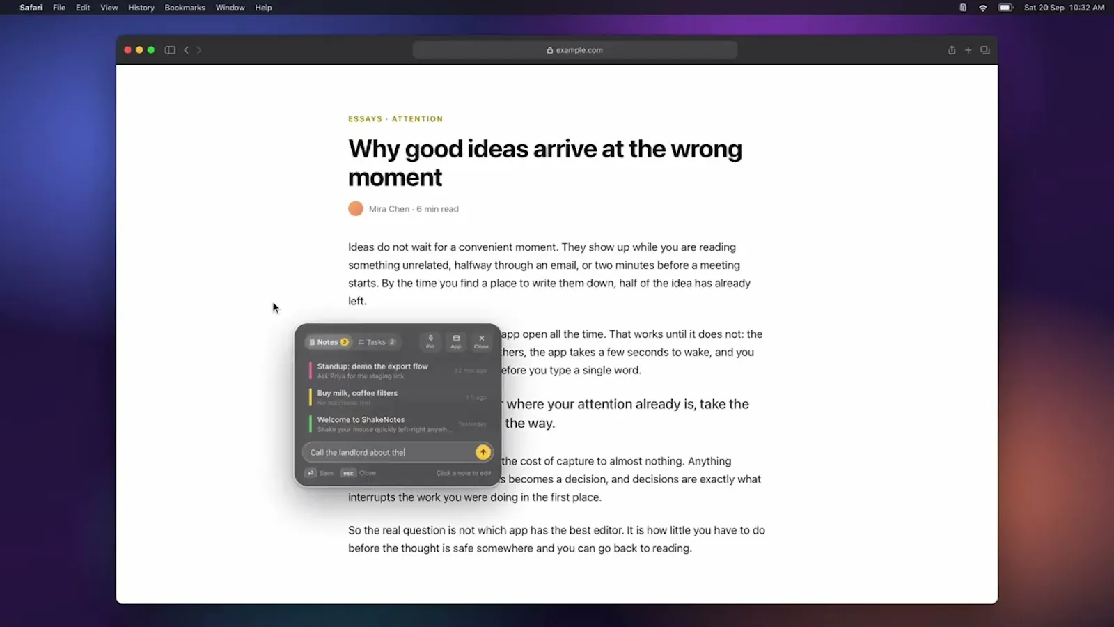 ShakeNotes for Mac screenshot 1 (video preview)