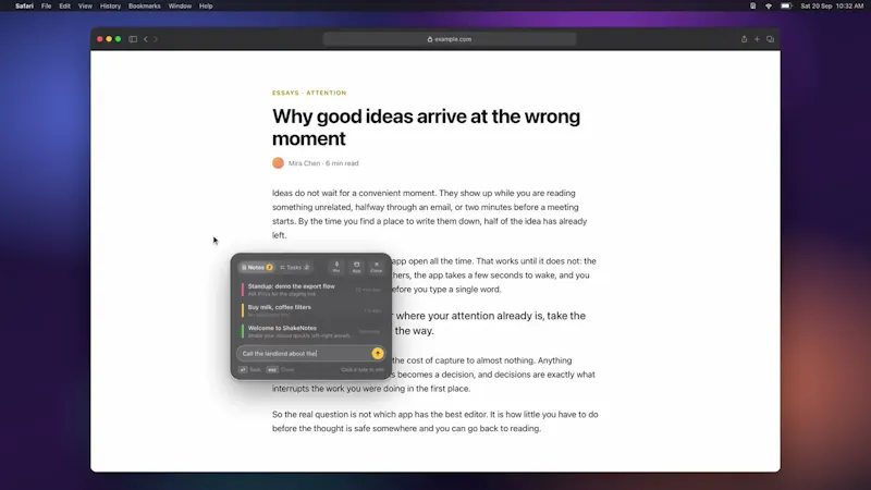 ShakeNotes for Mac screenshot 1 (video preview)