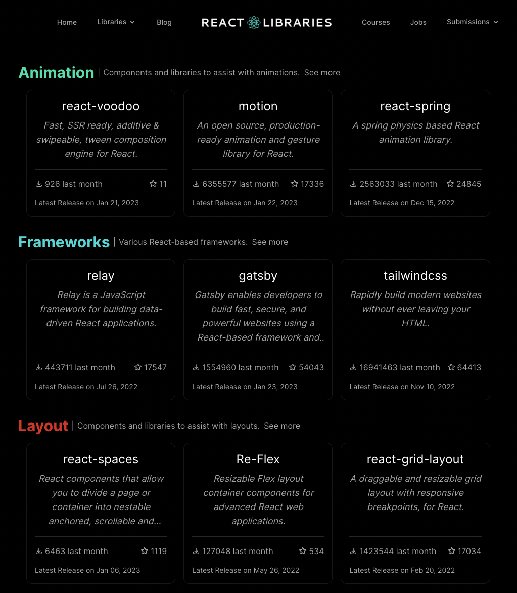 ReactLibraries.com - 트렌드와 인기있는 반응 라이브러리와 프로젝트를 발견하십시오 미디어 3