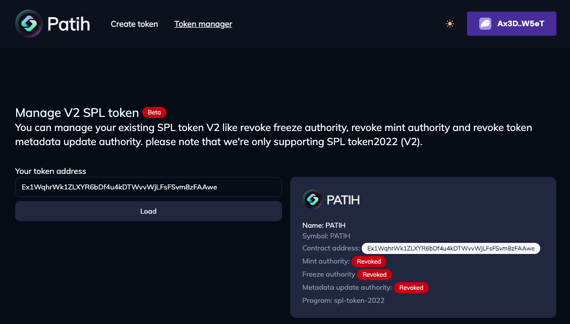 Patih - Creatore di token Solana V2 media 3