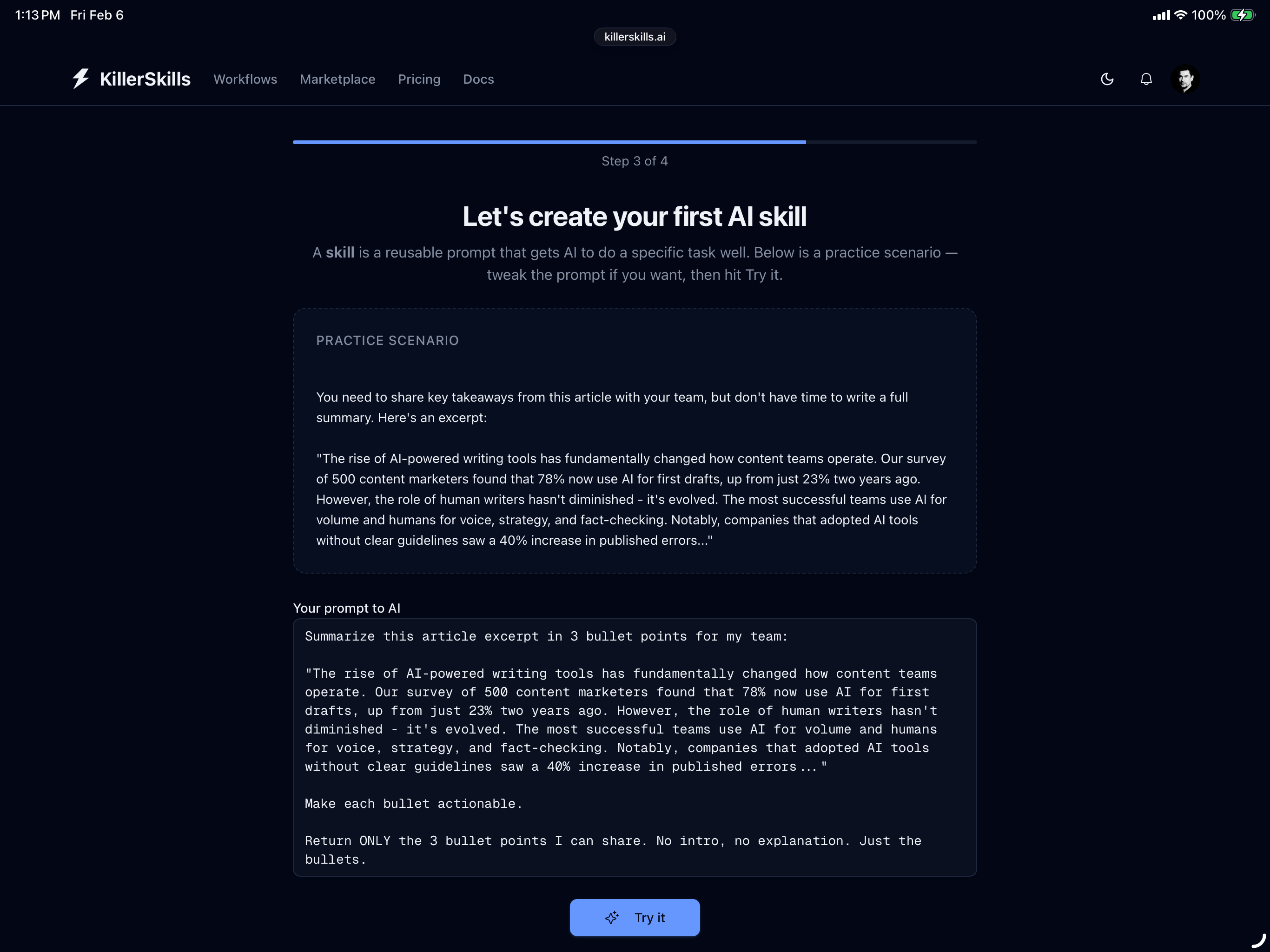 KillerSkills - Screenshot 4 showing product features and functionality