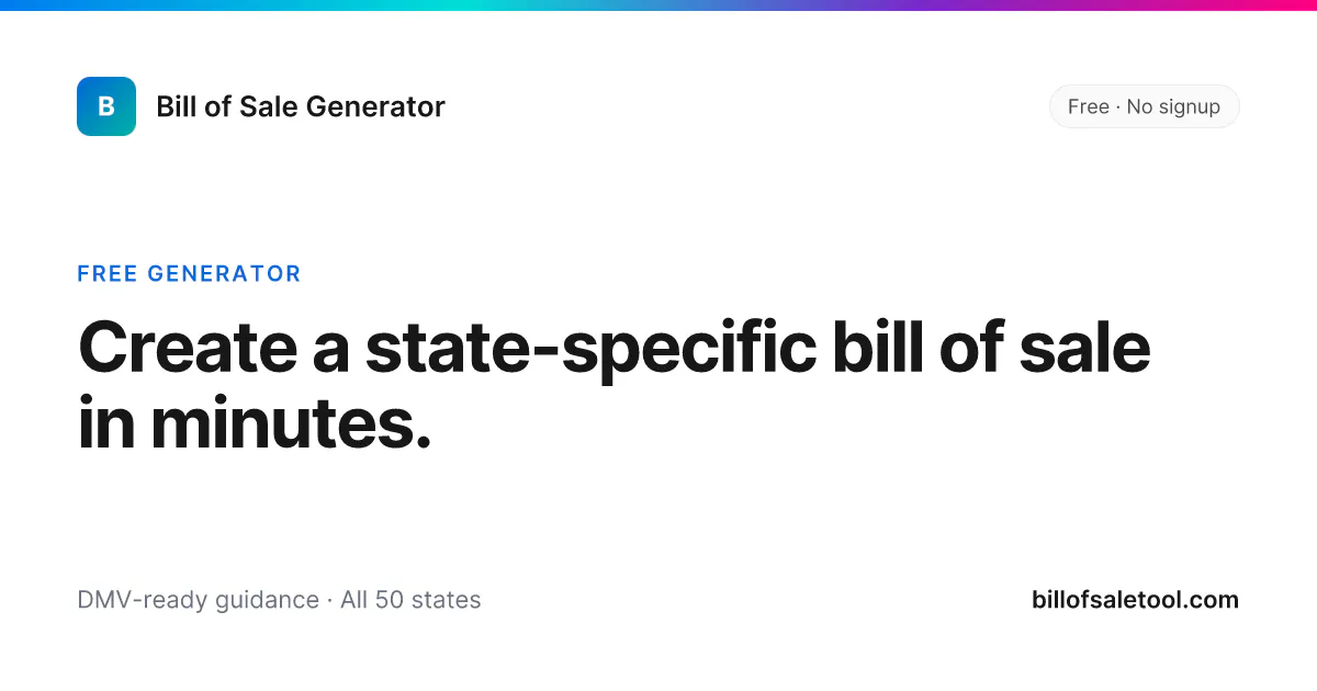 Bill of Sale Tool screenshot