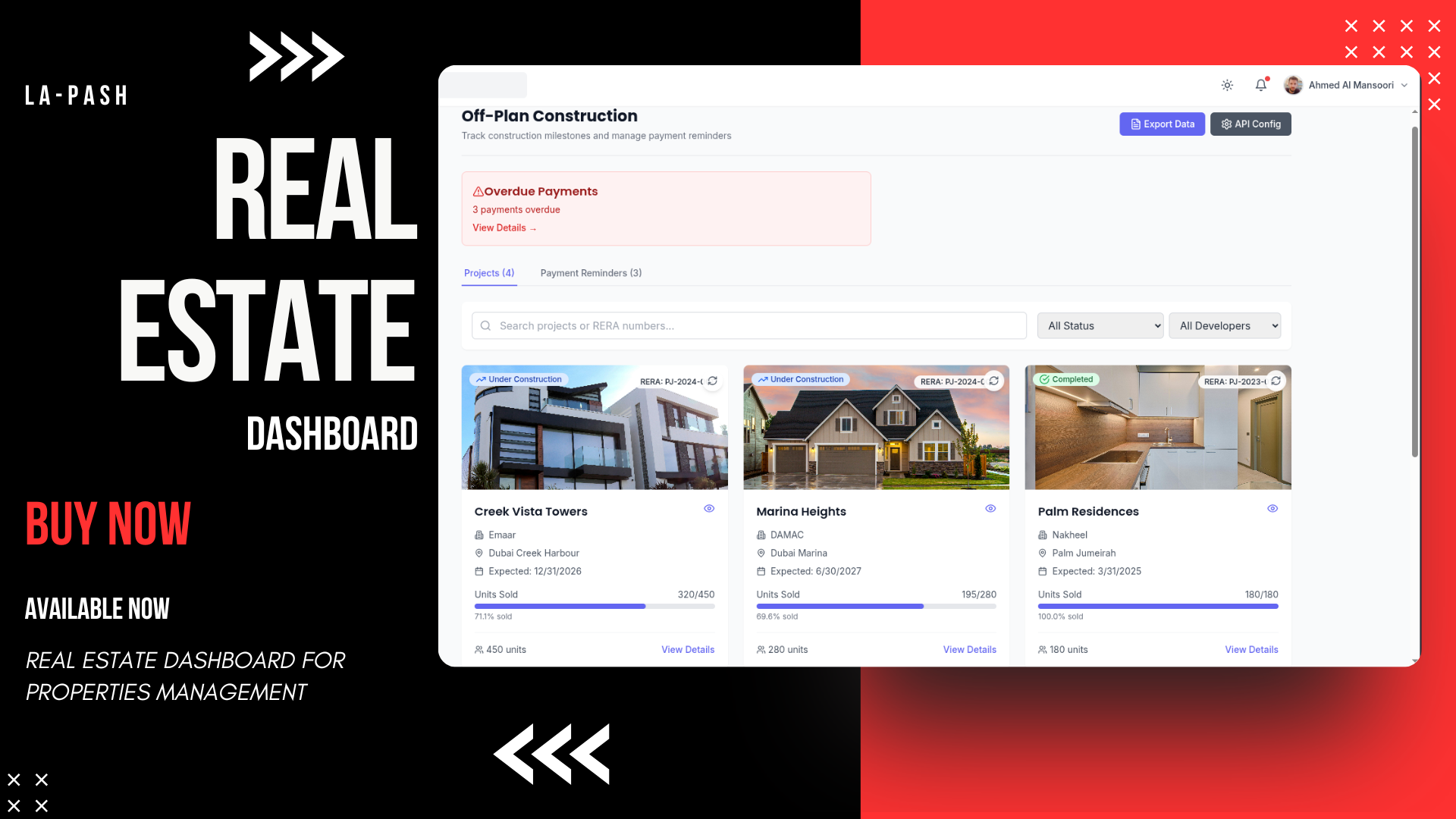 Onroerend goed dashboard - Krachtig onroerend goed dashboard om eigenschappen te beheren media 1
