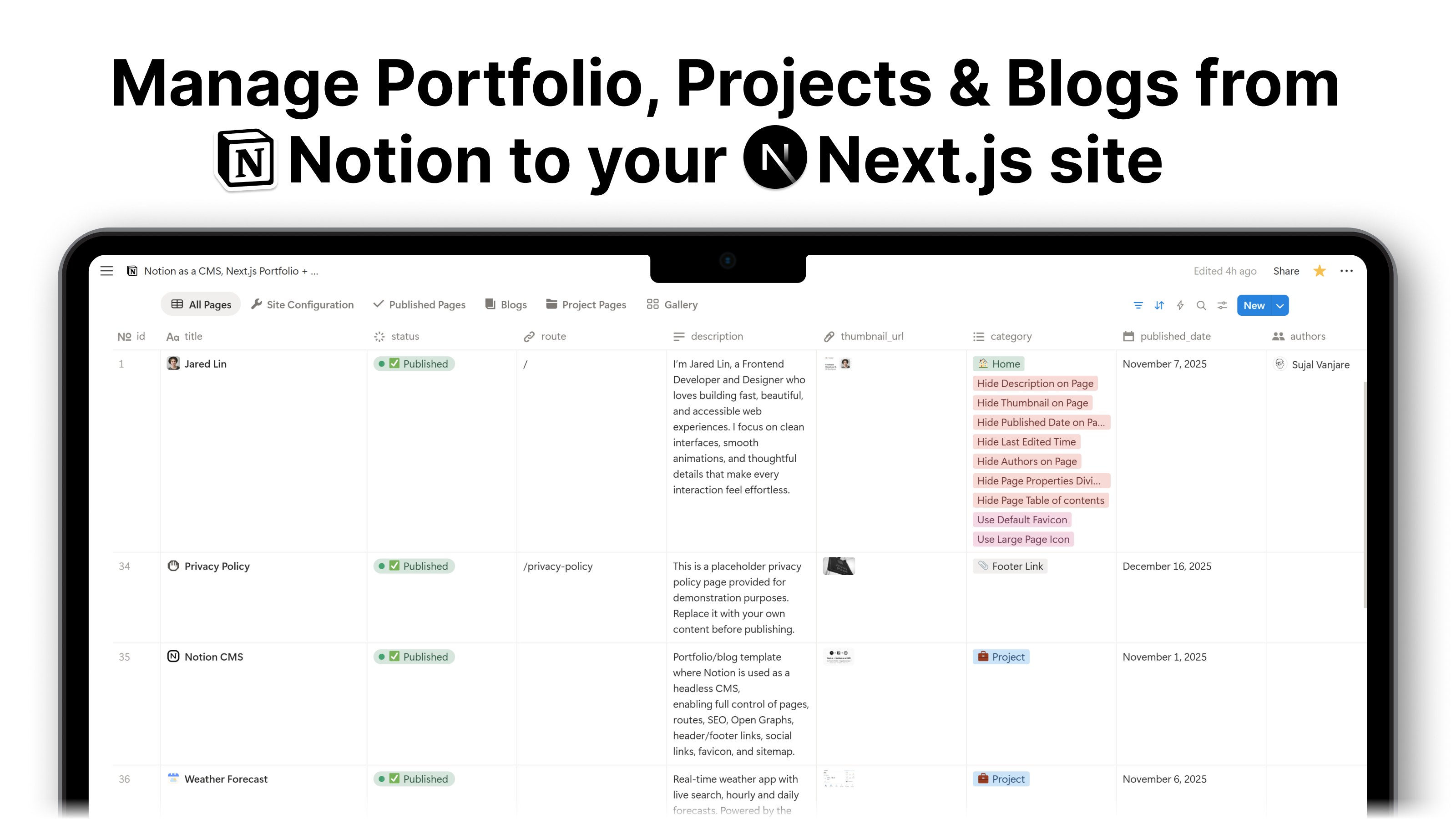 Notion CMS Next.js Portfolio Blog Site gallery image