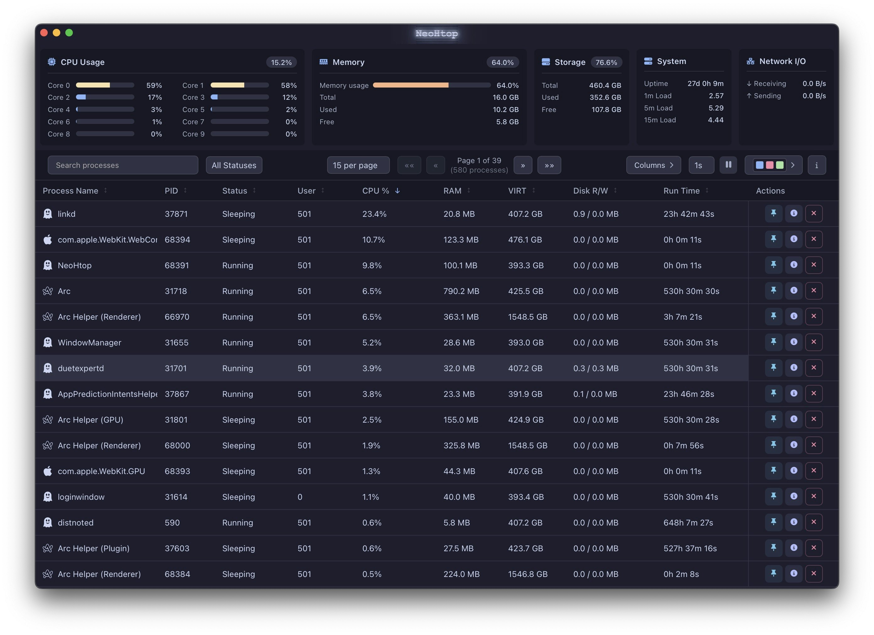 Neohtop - Een mooie, moderne cross -platformsysteemmonitor media 1