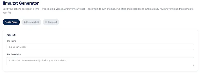 LLMs.txt File Generator screenshot 2
