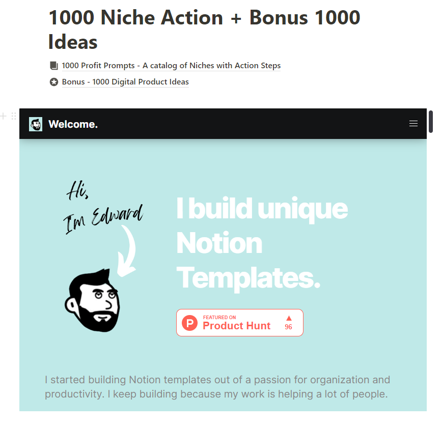 Media 1000 keuntungan memberi bonus 1000 idea - Katalog Niche dengan Langkah Tindakan 1000 Idea Produk Digital 1
