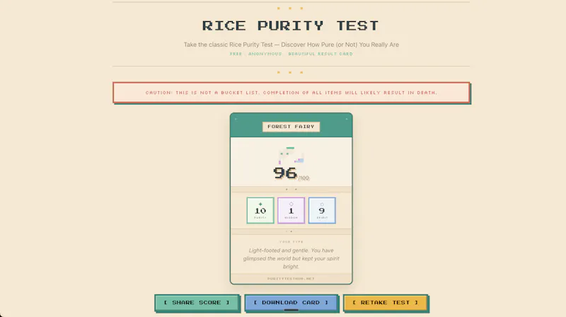 Purity Test Hub screenshot 1