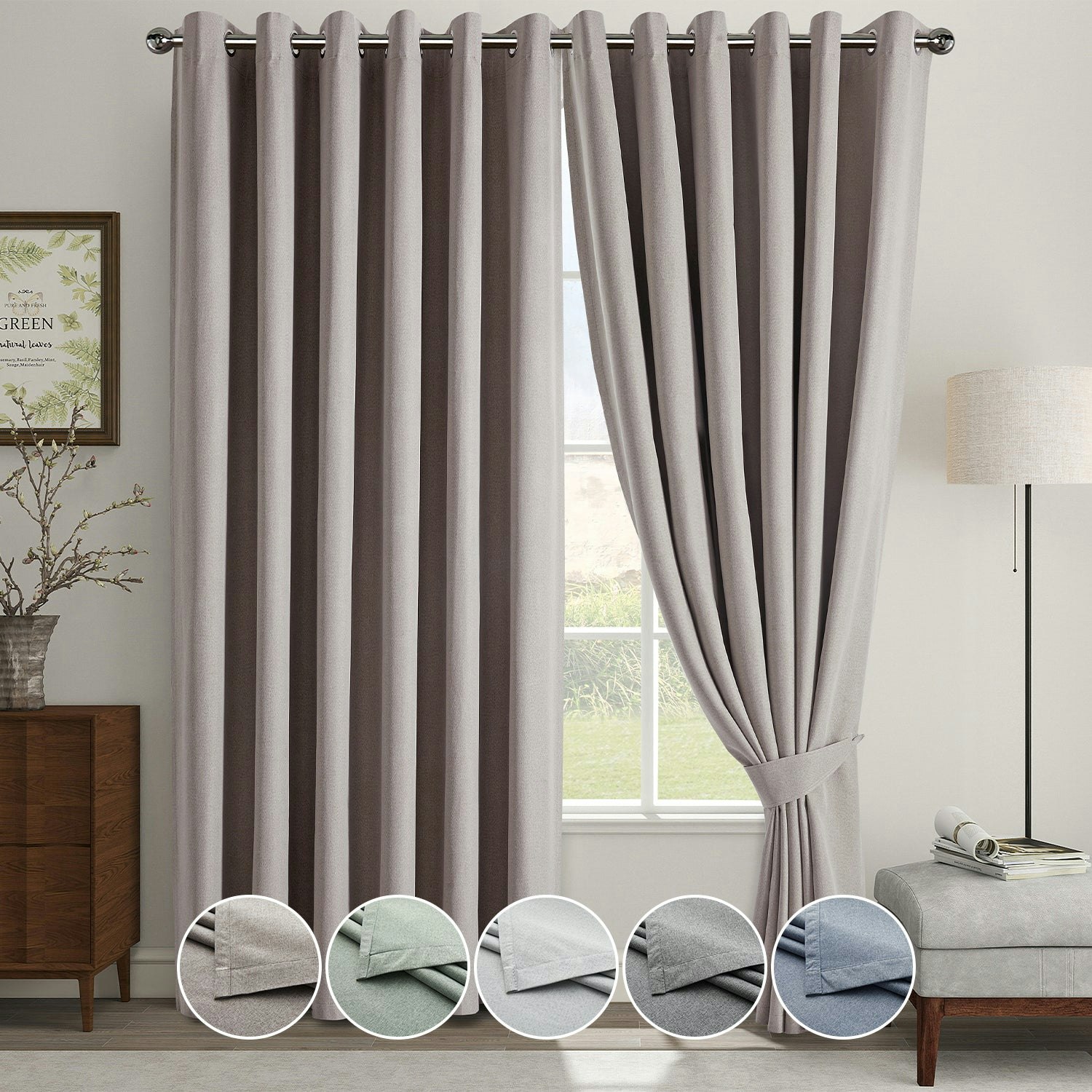 Linen Blackout Eyelet Curtains