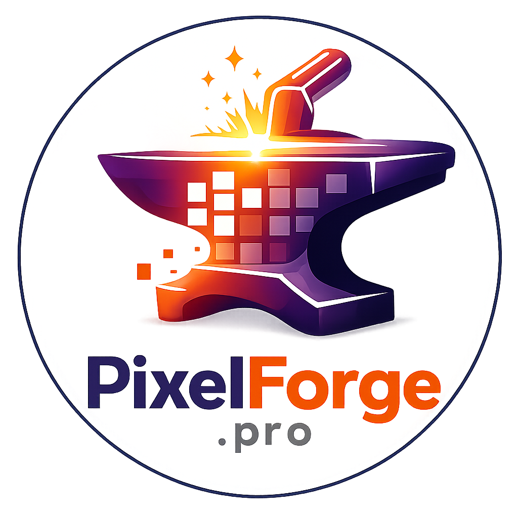 PixelForge - Product Hunt launch logo and brand identity
