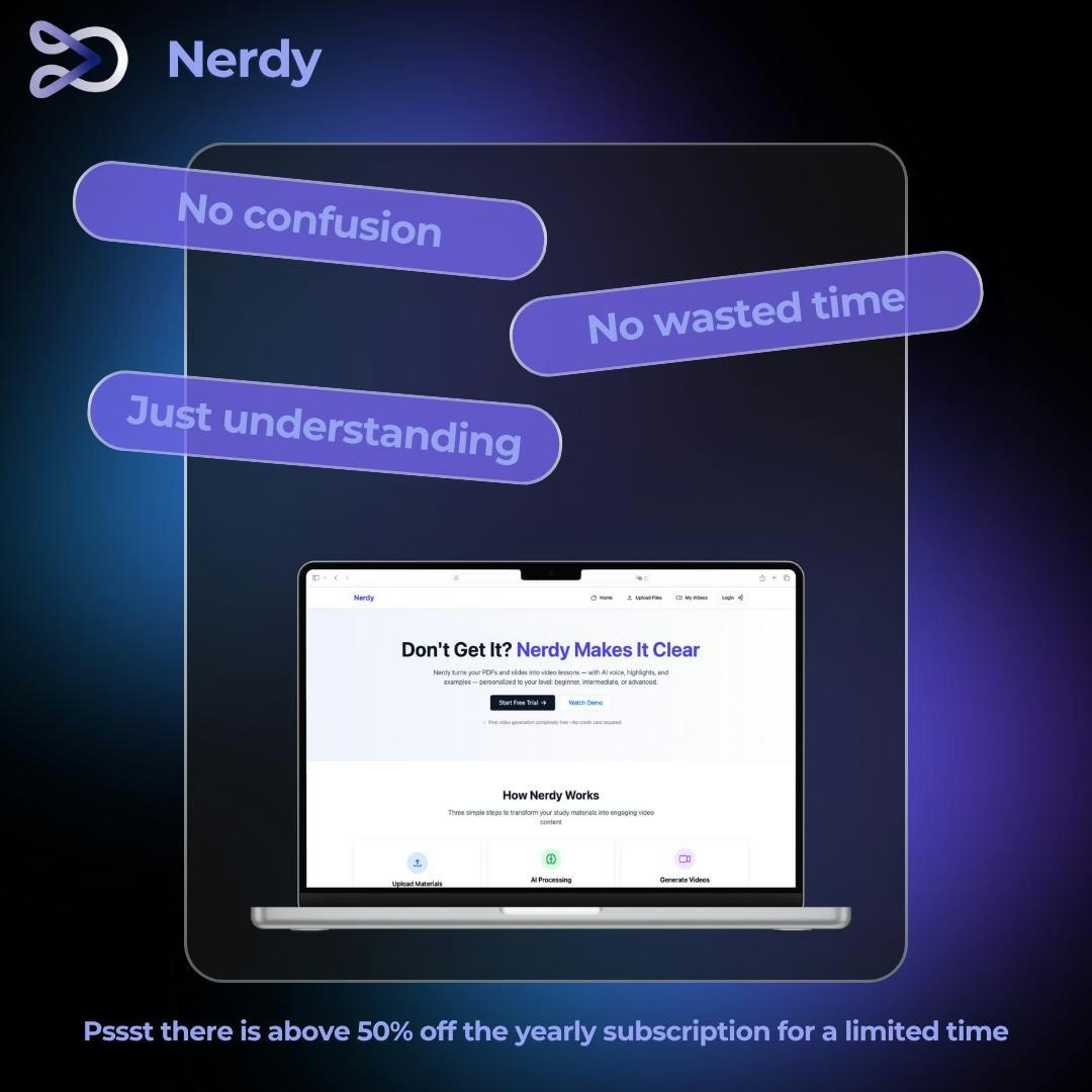 Nerdy AI - Main product screenshot demonstrating key features and user interface