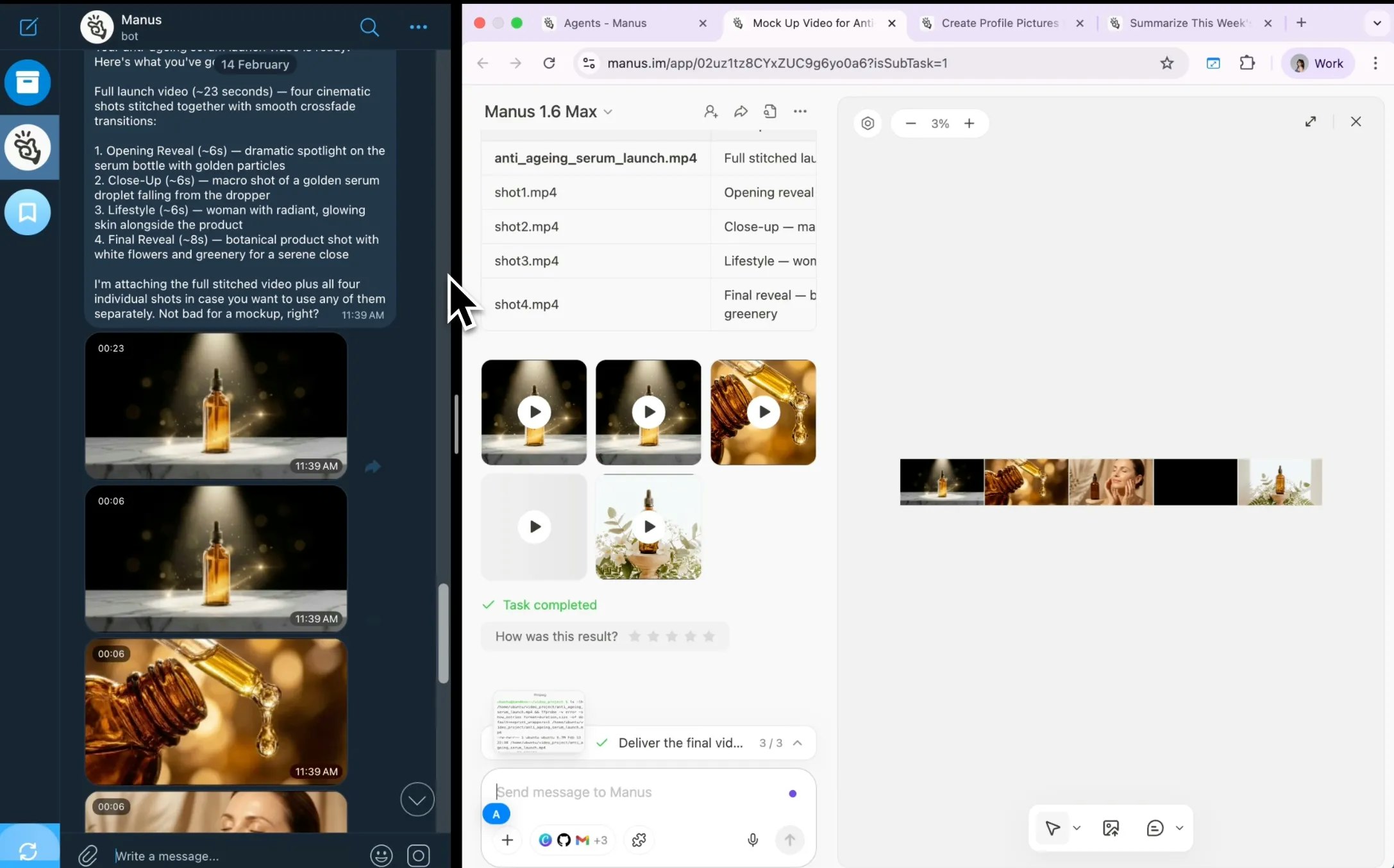 Manus Agents for Telegram - Screenshot 3 showing product features and functionality