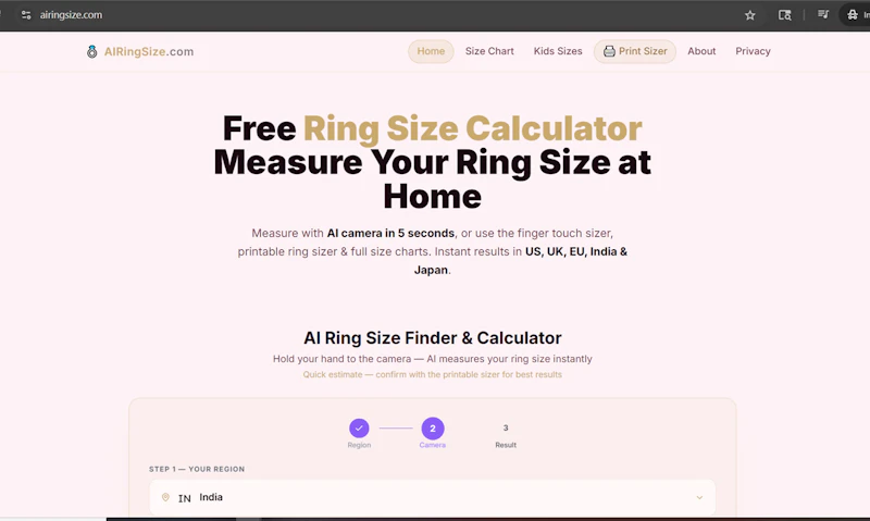 AIRingSize.com screenshot 1