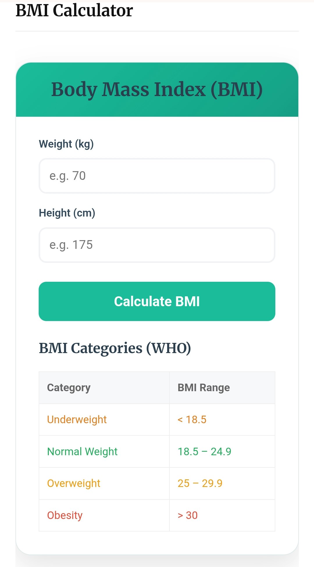 BMI Calculator gallery image