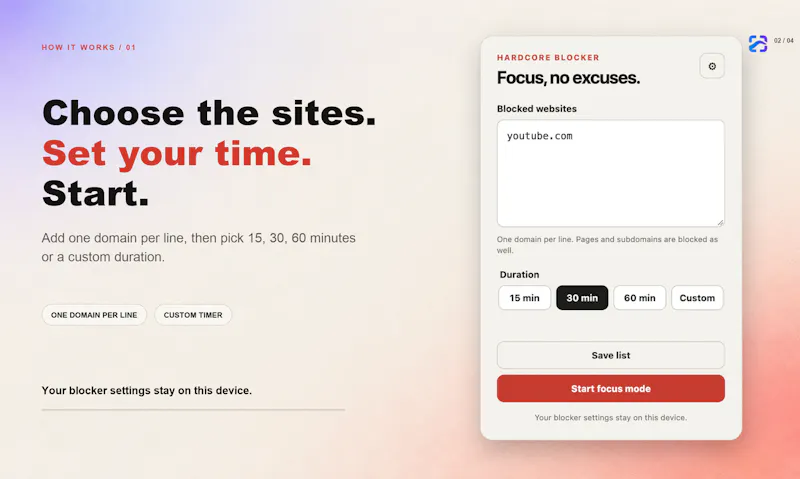 Hardcore Website Blocker screenshot 3