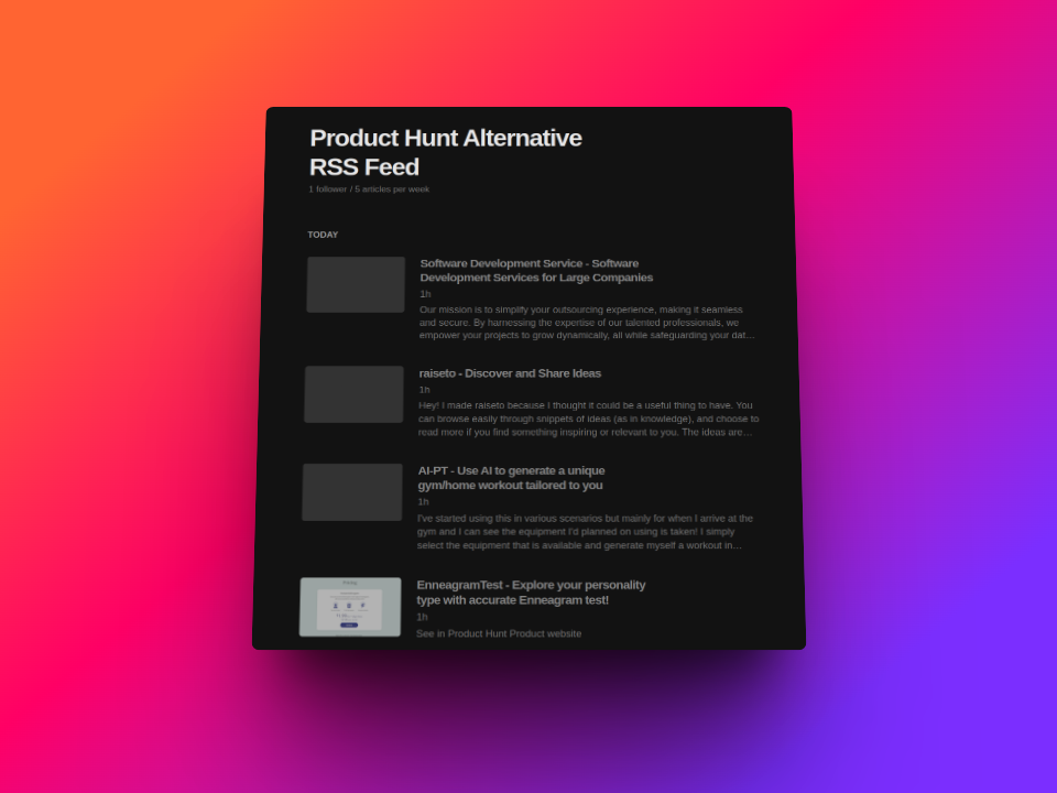 Mídia 1 de Feed RSS alternativo de caça ao produto