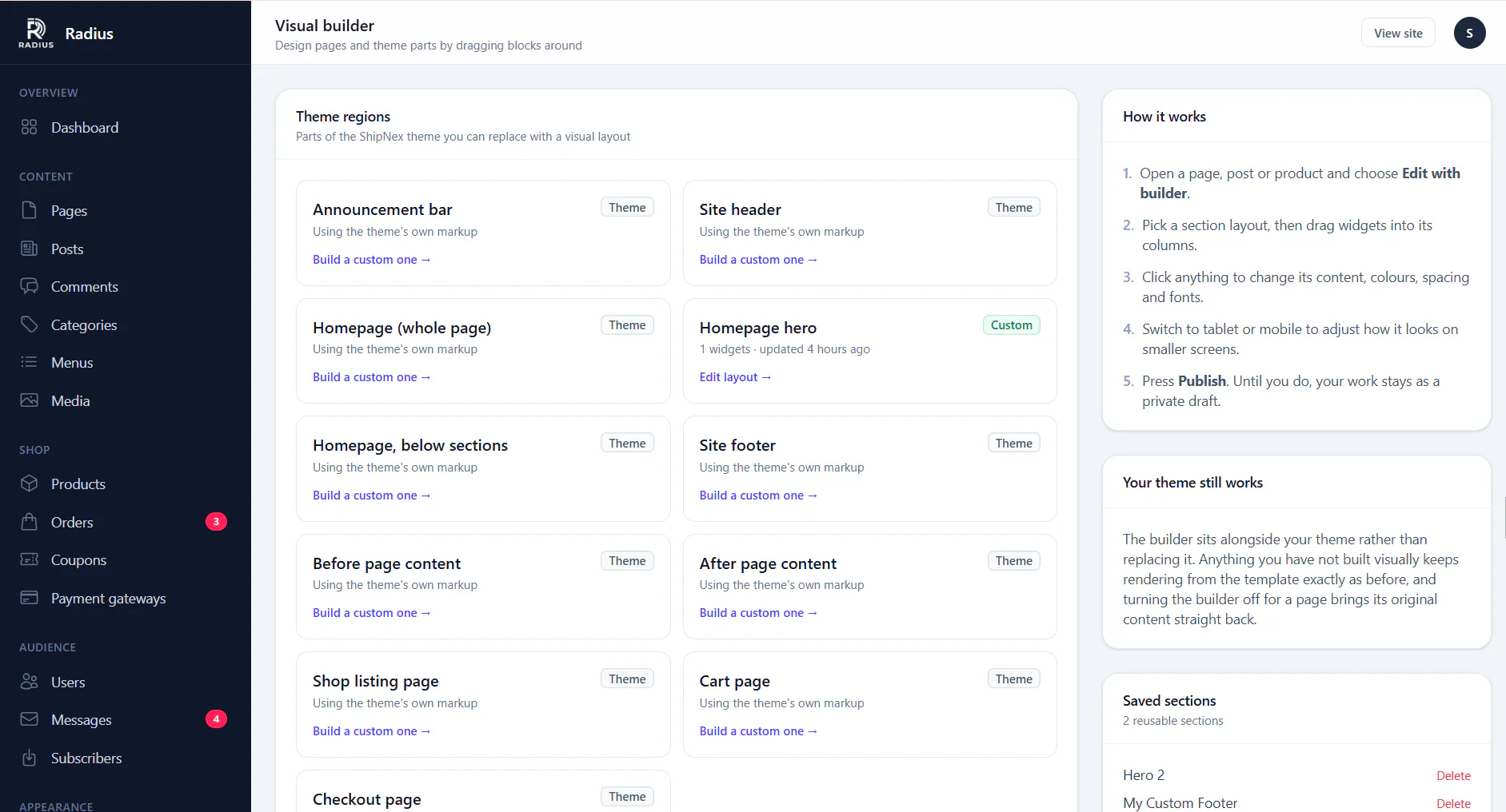 Radius - a self-hosted CMS and eCommerce gallery image