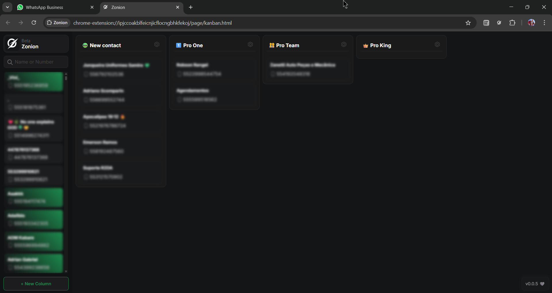 Zonion - Kanban für die Verwaltung von Kontakten, die in WhatsApp Web integriert sind Medien 1