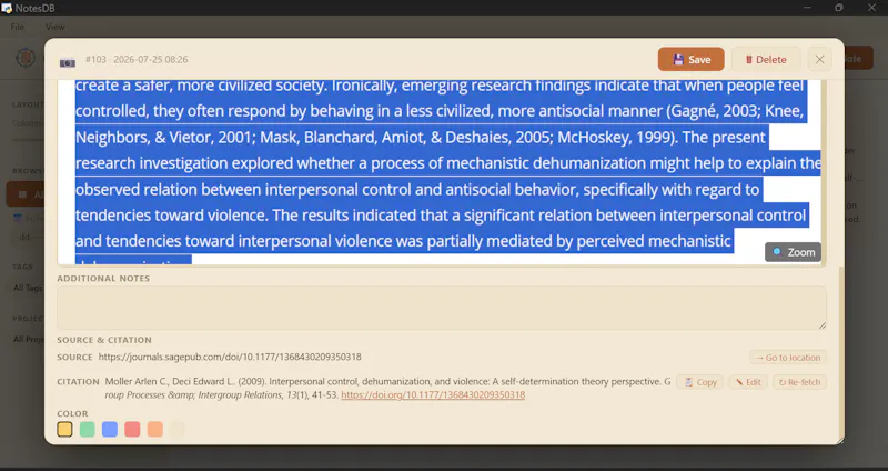 NotesDB screenshot 2