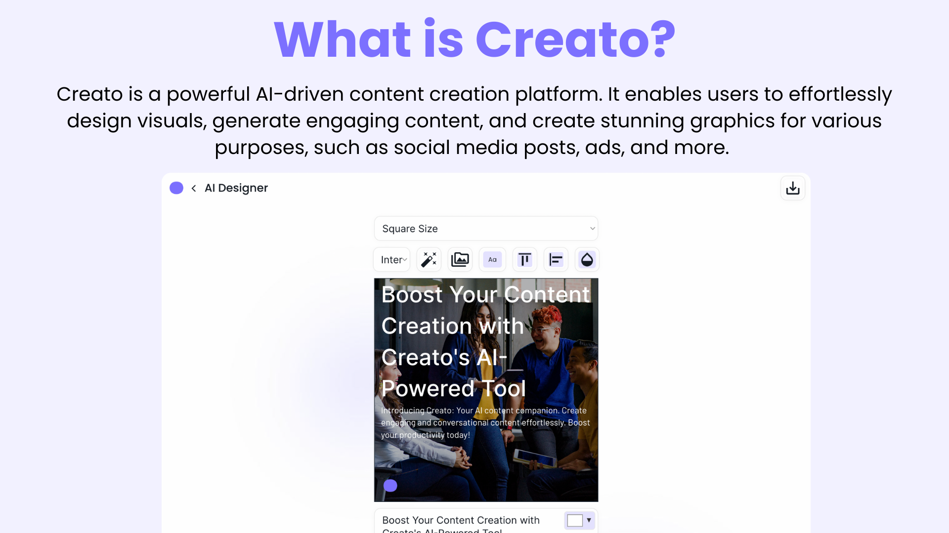 startuptile creato.ai-AI powered design: create eye-catching content instantly