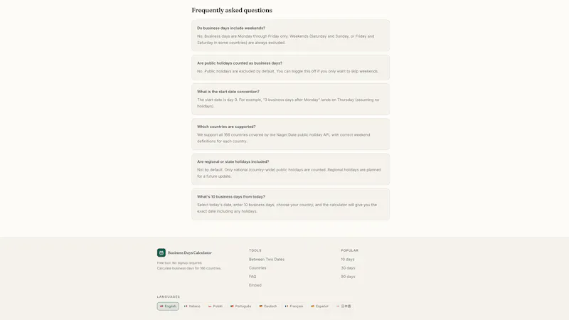 Business Days Calculator screenshot 4
