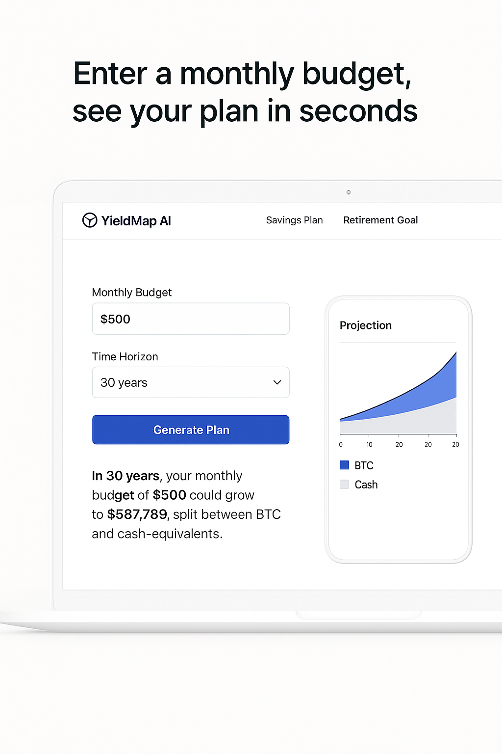 REDEMAP AI - Piani Dati in diretta Bitcoin Savings & Retirement Nessun foglio di calcolo media 1