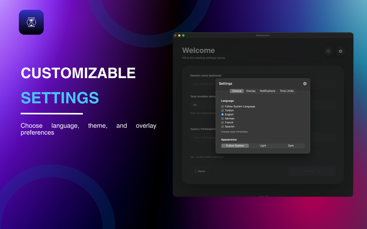 Moderator: Smart meeting timer for macOS gallery image