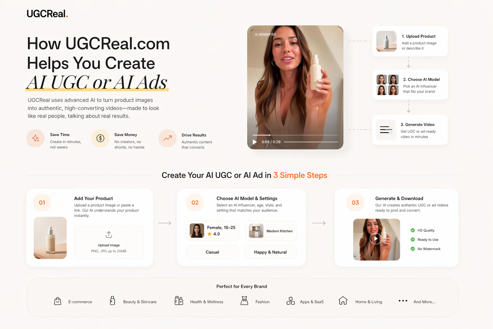 UGCReal — AI UGC That Looks Humanly Real screenshot 1