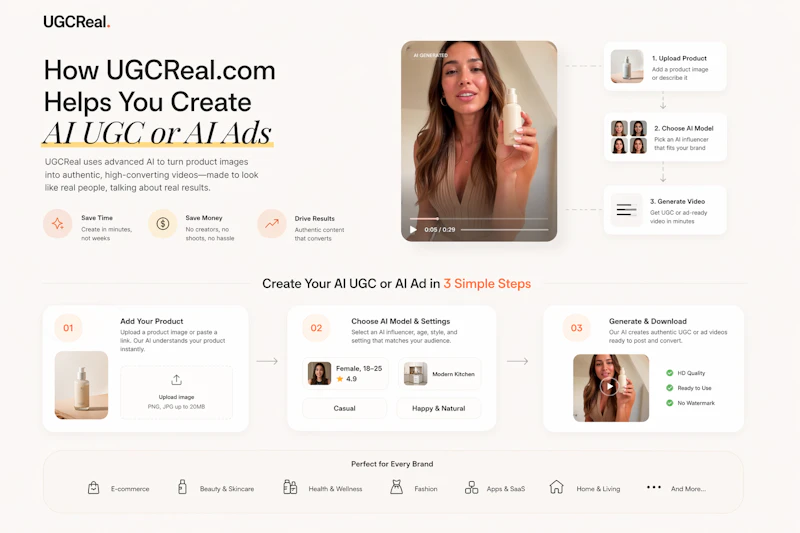 UGCReal — AI UGC That Looks Humanly Real screenshot 1