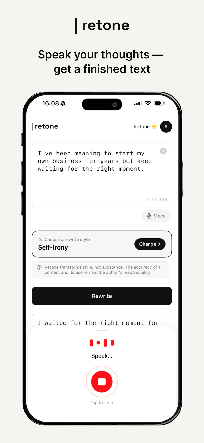 Retone — AI Text Rewriter screenshot 3