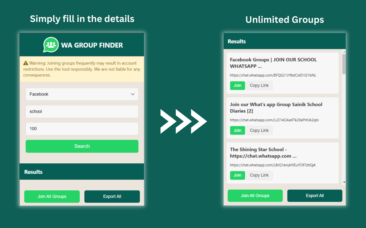 Média Finder de groupe WA - Trouver des groupes WhatsApp, - Chrome Web Store 3