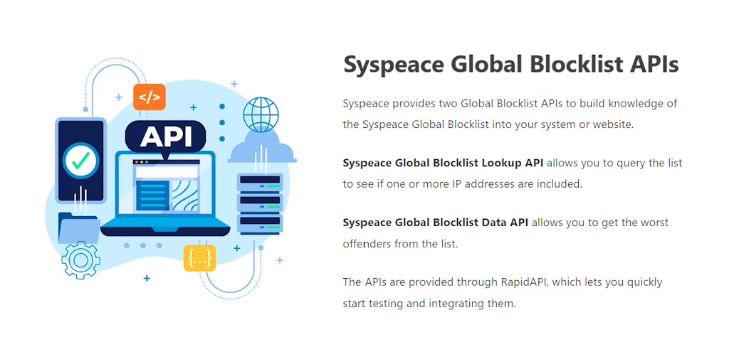 Syspeace Global Blocklist APIs Product Information, Latest Updates
