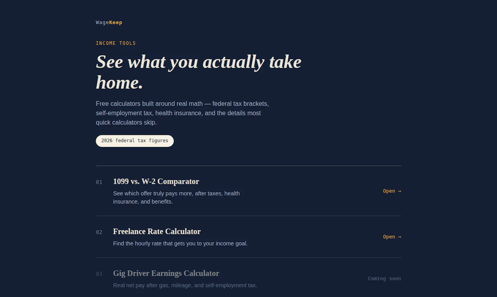 WageKeep — Real Income Calculators screenshot 1