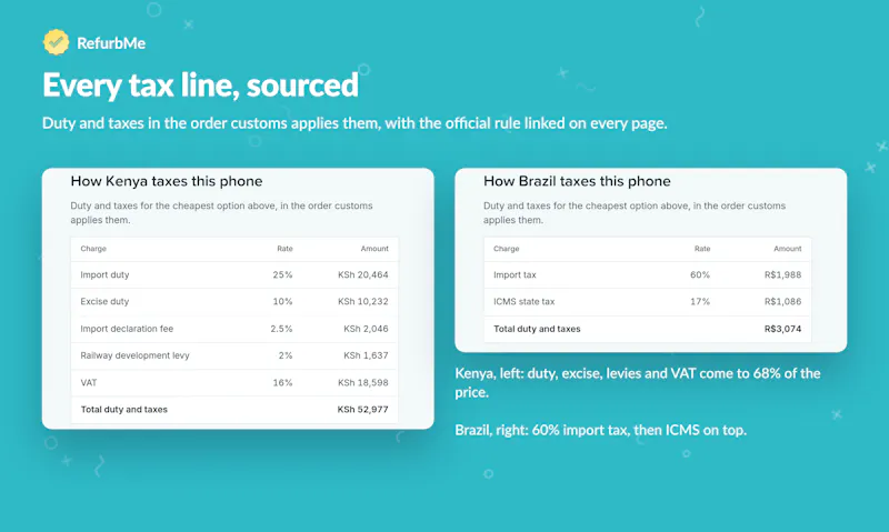 RefurbMe Import Costs screenshot 4