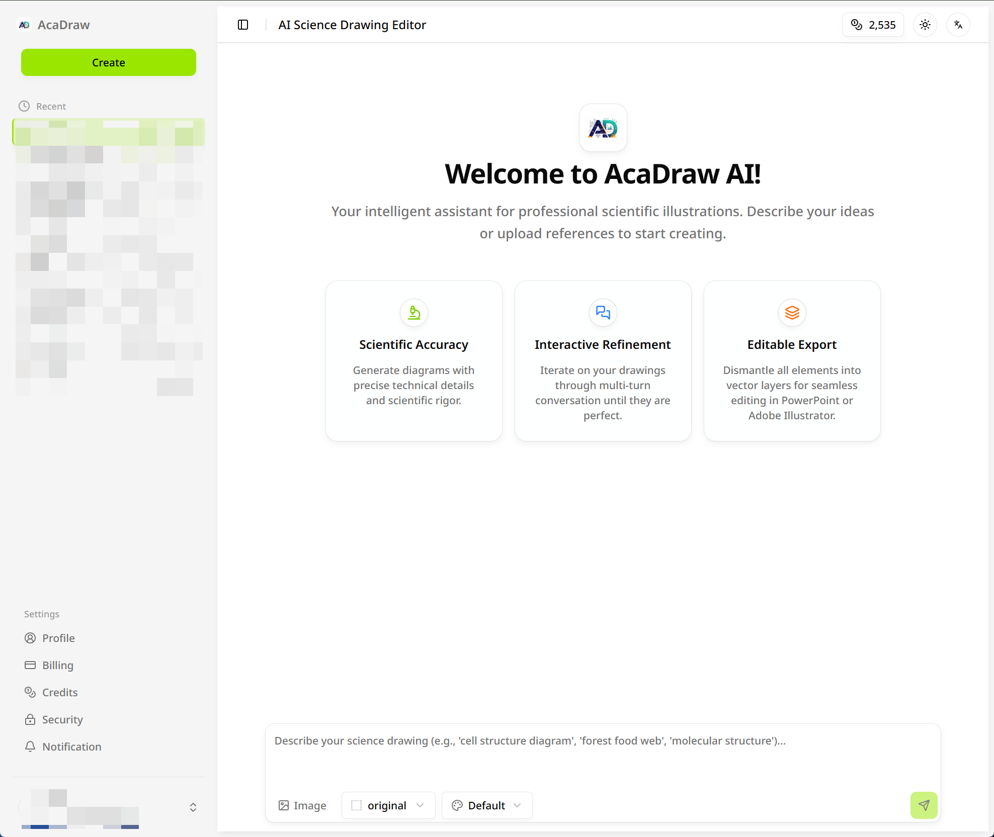 AcaDraw - AI Science Drawing Tool - Screenshot 2 showing product features and functionality